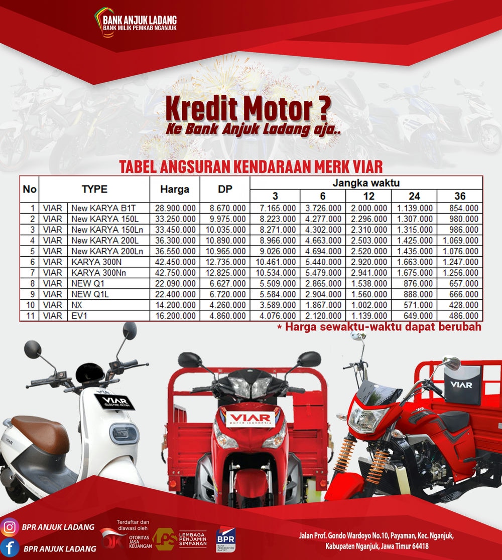Kredit Kendaraan Viar Melalui Bank Anjuk Ladang – Update Harga